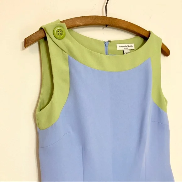 Blue and Lime Sleeveless Dress Size 8 Amanda Smith - Picture 3 of 7